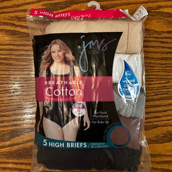 Just My Size Women’s Breathable Cotton High Brief Panties - 5 Pack - Picture 1 of 4